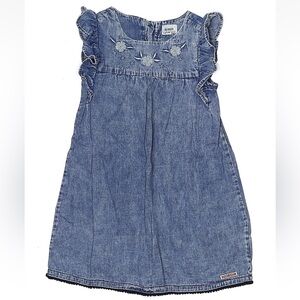 Hudson Blue Denim Dress with Floral Embroidery 4T